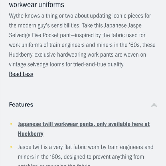 Wythe NY Japanese Jaspe Selvege Five Pocket - Huckberry Exclusive - Picture 6 of 9